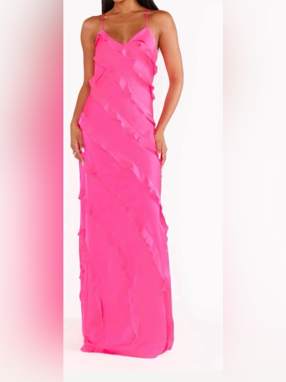 Show Me Your MuMu Romance Ruffle Dress in Neon Pink!